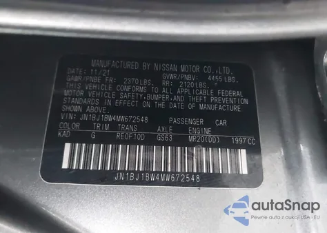 2021 Nissan Rogue Sport Sv Awd Xtronic Cvt из США, поврежденный, VIN JN1BJ1BW4MW672548